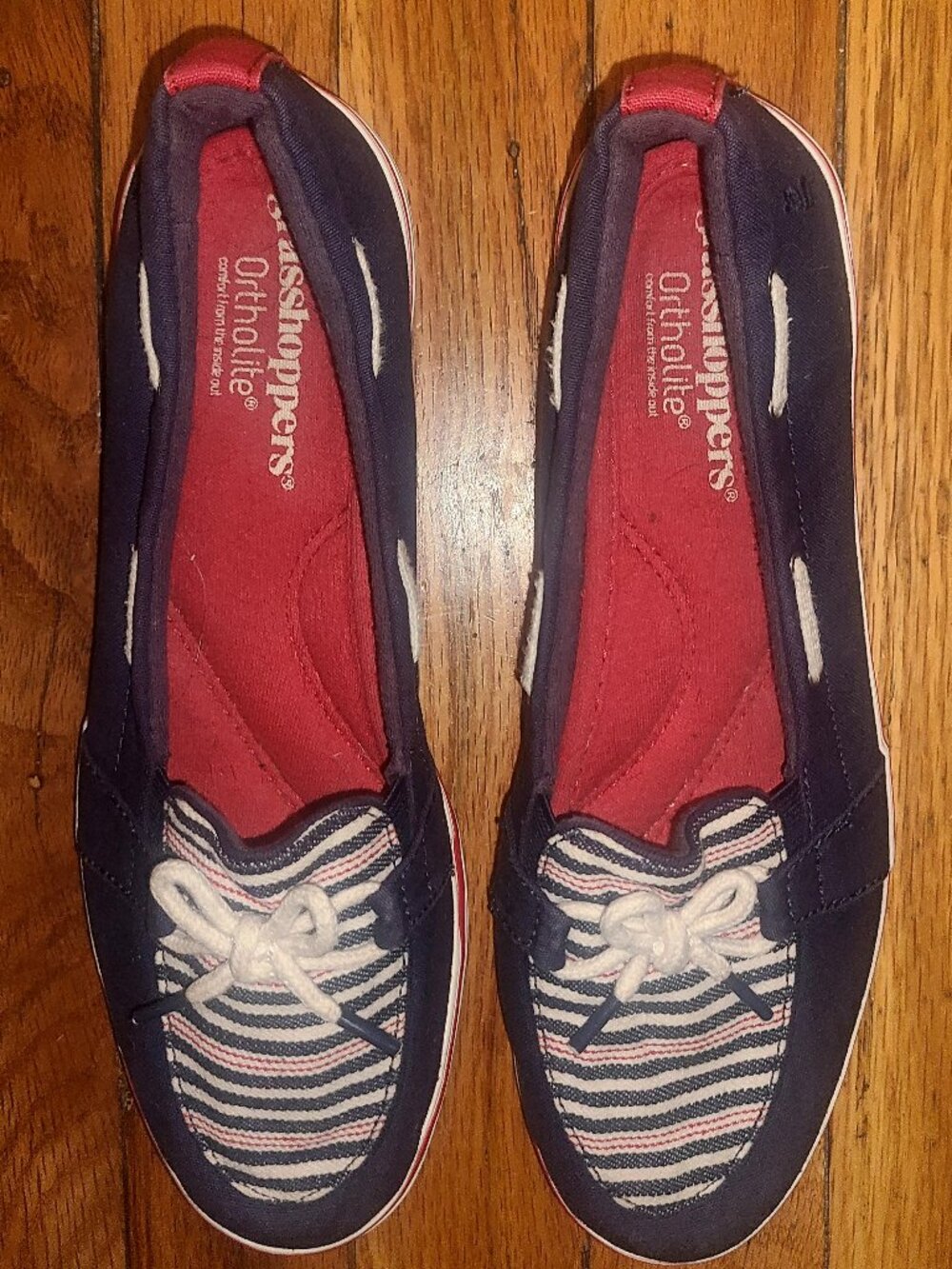 Grasshoppers navy, white, red Womens Sz 7.5 N Slip On Loafers